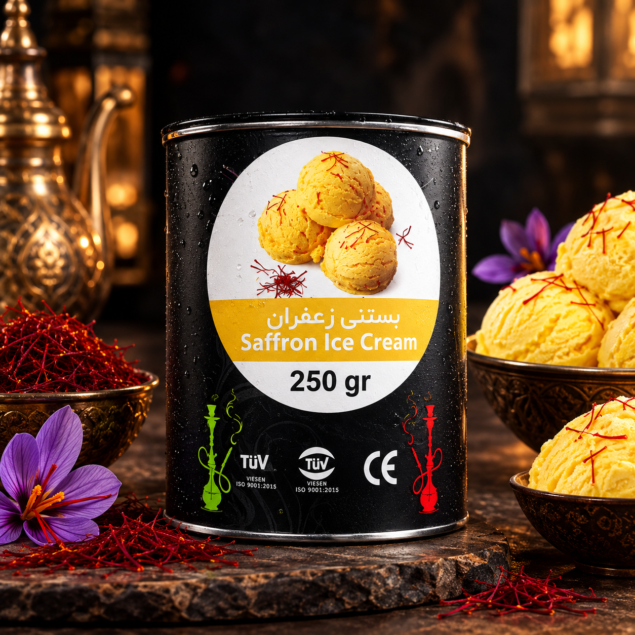 برند عظیم طمع بستنی زعفرانی 250 گرمی